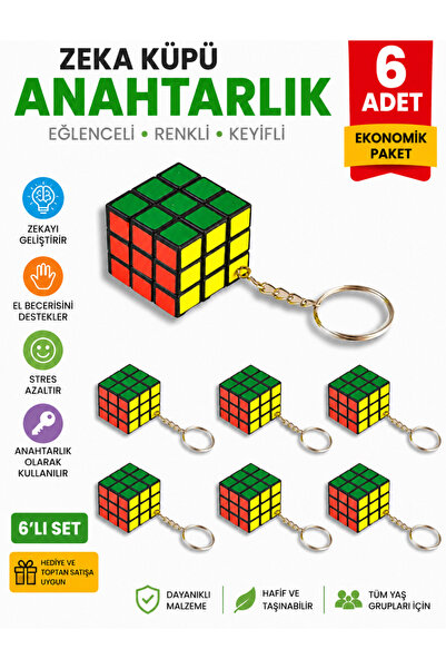 babysch 6’lı Zeka Küpü Anahtarlık Seti – Renkli Mini Rubik Küp Anahtarlık – E...
