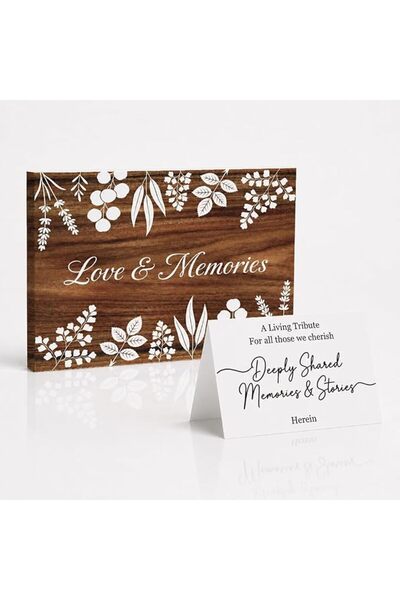 GENERAL arricraft Wedding Guest Book for Guests to Sign, Rural Leaves Wood Gr...