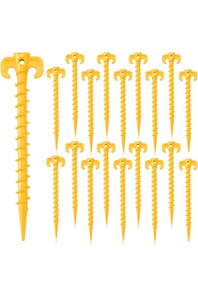 Arabest 20-Pack Heavy Duty Plastic Tent Stakes,7.5 Inch Yellow Screw-in Sand ...