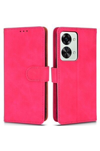 OEM Θήκη Πορτοφόλι με Βάση (Δερμάτινη Υφή) για OnePlus Nord 2T 5G - Φούξια
