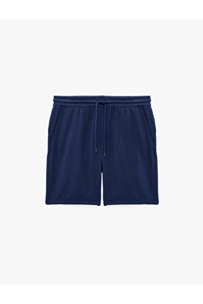 Koton Regular Fit Cotton Muslin Bermuda Shorts with Belted Laces and Pockets