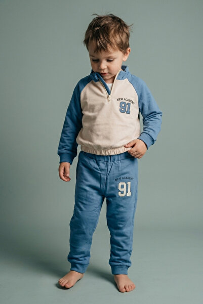 zumino Boy's Half Zipper Elastic 91 Printed Tracksuit Set