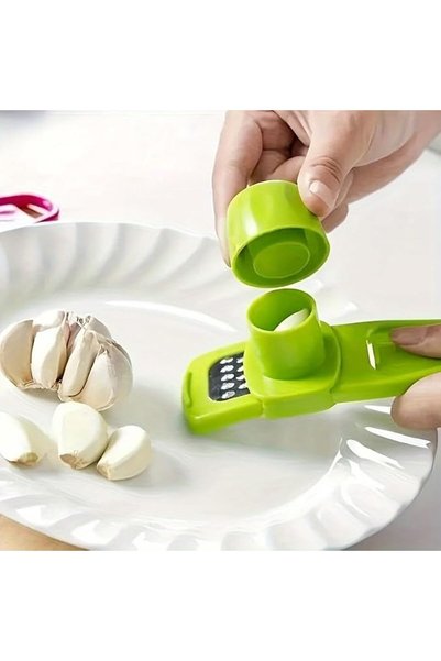 MINIBEAR Mini Garlic Grinder, Creative Garlic Press for Kitchen, Manual Garlic Mashing Tool, Green Kitchen Ga