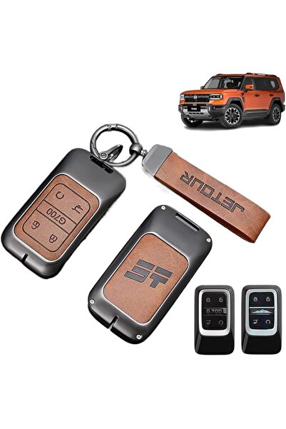 Aookay Car Key Case for Jetour T2 2026 Key, Zinc Alloy & PU Leather Smart Key...