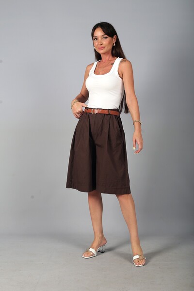 By Saygı Women's Elastic Waist Pocketed Knee Length Bermuda Italian Cotton Sh...