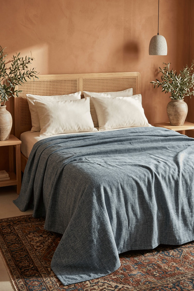 Menderes Home Cotton Collection Linen Double Pique Petrol 210X230 cm