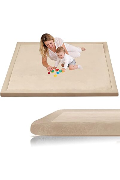 GENERAL 3CM Thick Coral Velvet Baby Play Mat 80 x 150 cm Brown Baby Crawling ...