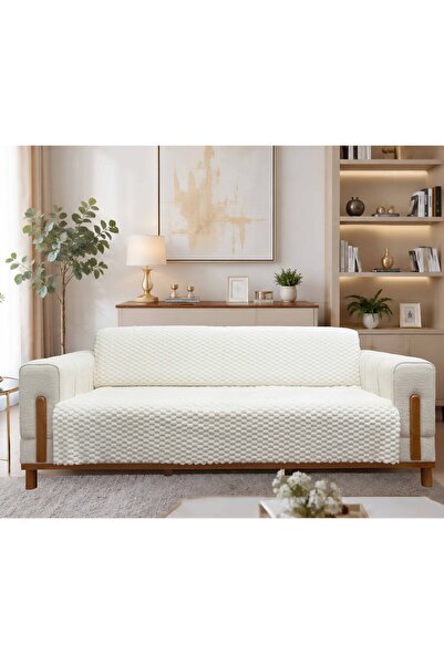 AnlamHome Premium Kabartmalı Koltuk Örtüsü – Kaymaz Taban Yumuşak Peluş Dokul...