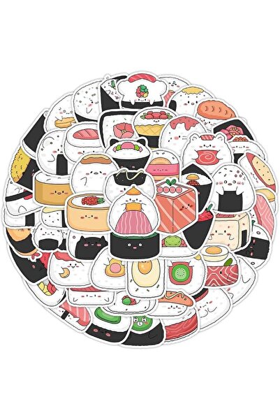 Generic Japanese Rice Balls Sushi Stickers 60 Pieces Vinyl Waterproof Decal f...