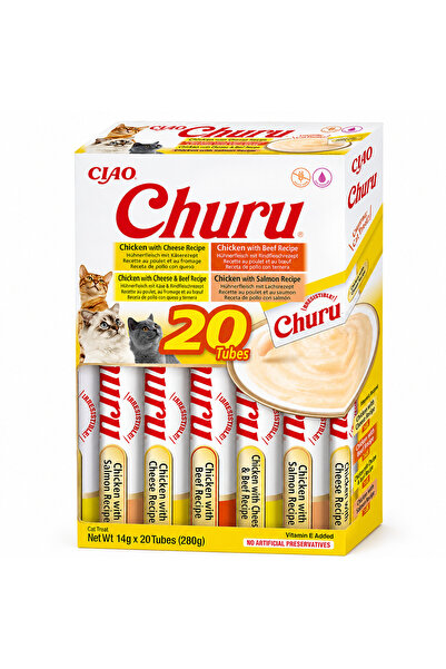 Inaba Ciao Churu Recompense Cremoase pentru Pisici, Mix 4 Rețete cu Pui, 20 x...