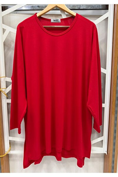EMEZ Red Slit-Back Long Blouse