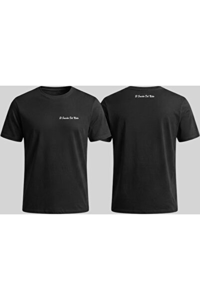 Nazlyna Black 100% Cotton Minimalist Unisex T-Shirt with Chest and Back Lette...