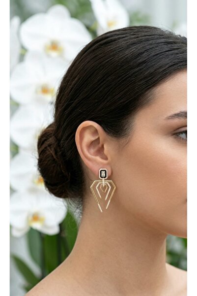 ZENA ACCESSORİES GOLD ÜÇGEN MODEL ÇELİK KÜPE