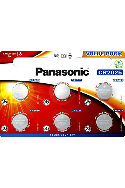 PANASONIC Lithium Power Μπαταρίες Ρολογιών CR2025 3V 6τμχ