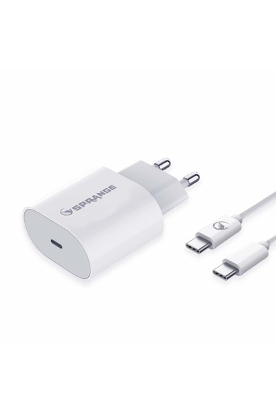 TEKNOTİMER Typc-e to Typc-e Şarj Aleti Set 23W PD Şarj Başlık USB-C – USB-C Data & Şarj Kablo