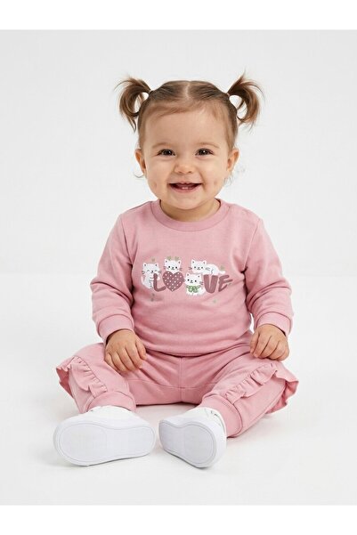 Kids Kingdom Cotton Heart and Ruffle Detailed Snap Fastener 2-Piece Baby Girl...