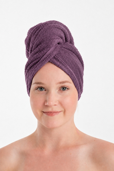 Anılsan Towel Hair Cap Plum 100% Cotton Hair Drying, Drying, Showering, Bathi...