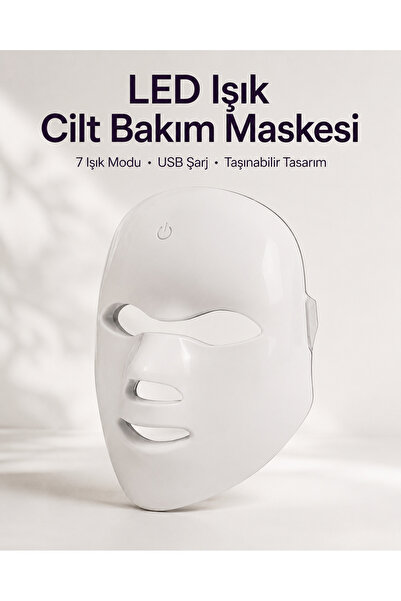 Yellowtech LED Işık Cilt Bakım Maskesi 7 Modlu USB Şarjlı Taşınabilir Yüz Bakım Cihazı