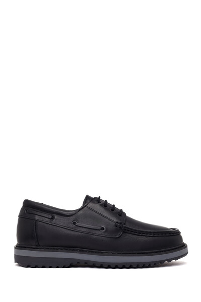 Derimod Men's Black Lace-Up Thick-Soled Leather Casual Shoes Wm600017Dv
