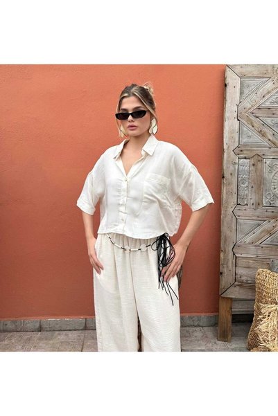 VIORA FASHION قميص من الكتان