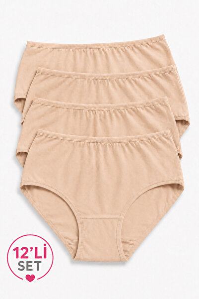 İpeksi Collection 100% Cotton High Waist Daily Panties 12 Pack