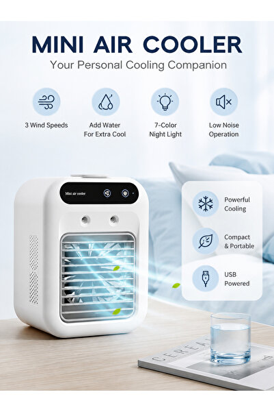 Bayt Aura Portable Mini Air Cooler Fan 500ml Water Tank USB Powered, 3 Speed ...