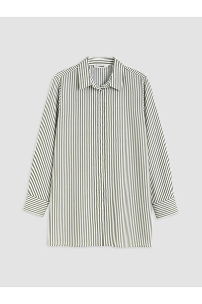 LC Waikiki Khaki Striped Poplin Women's Shirt Tunic