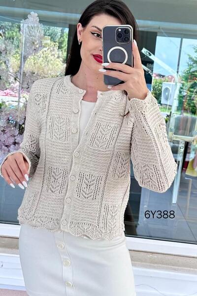 İnce Topuk Openwork Knitwear Cardigan 6Y388
