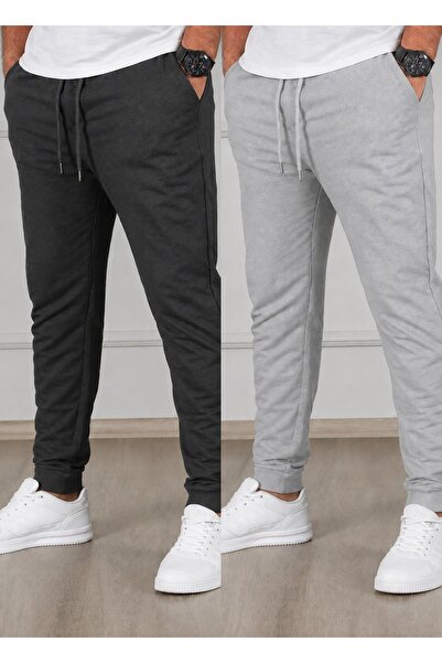 TORUK MAKTO Set of 2 Unisex Ribbed Leg Sweatpants Jogger Comfortable Fit Dail...