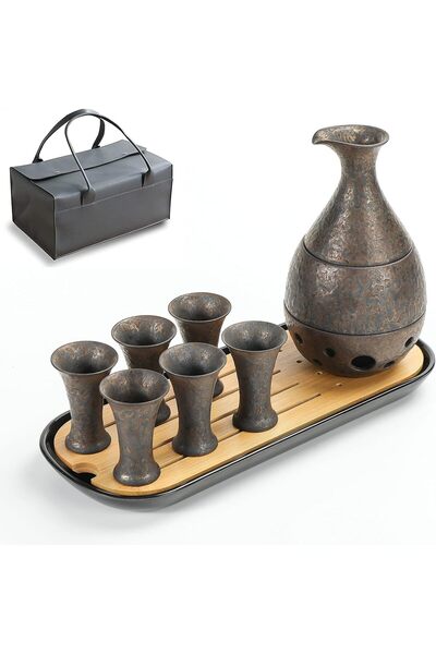 OtherMax Set japonez pentru sake Carafă și cești 170 ml cu tavă 10 elemente V...
