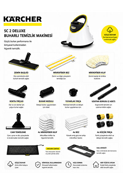 Karcher Sc 2 Deluxe Full Set Evde Bebekli Aileler Için Güvenli Temizlik – Yağ...