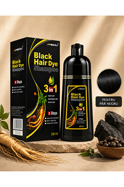 MEIDU Șampon Colorant pentru Păr Negru, 3 în 1, Colorare, Hidratare și Îngrij...