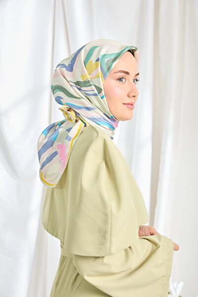 Silk Home Twill Silk Scarf Abstract Water Green