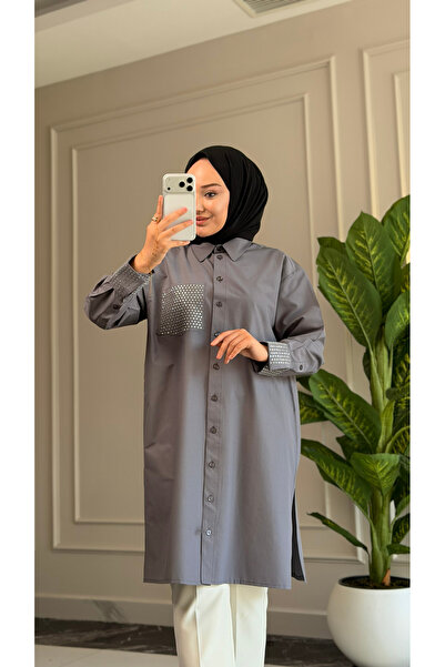 Suede Style 6594 - Stylish Comfortable Sleeve Cuff and Pocket Stone Detailed ...
