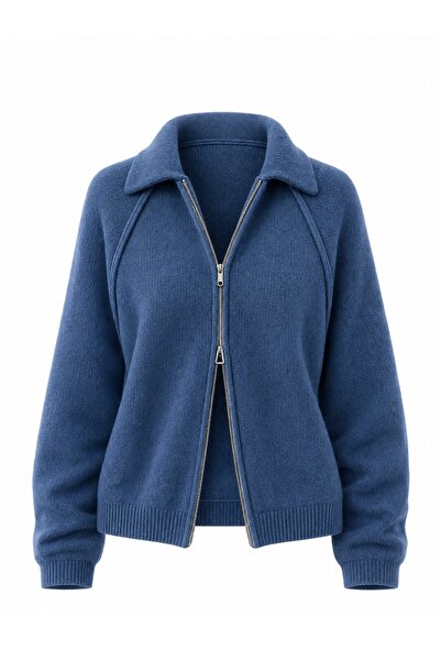Retrobird Rosalie Oversize Polo Collar Double Zipper Knitwear Cardigan Women'...