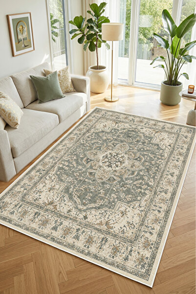 Decomia Home Etnik Vintage Kaymaz Dokuma Tabanlı Yıkanabilir Şönil Kilim Salo...