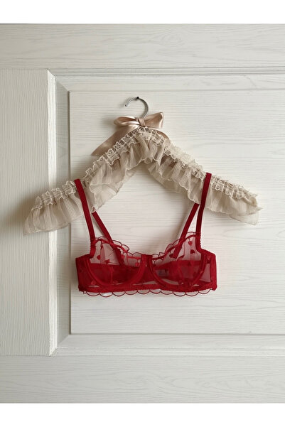 lizabella Kırmızı Kalp Desenli Bralet Takım