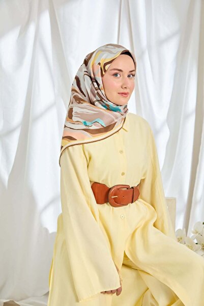 Silk Home Twill Silk Scarf Abstract Brown