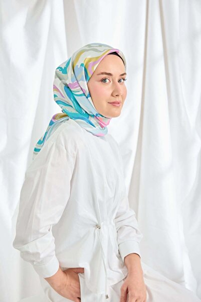 Silk Home Twill Silk Scarf Abstract Blue