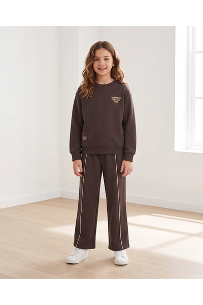 LCW STEPS Crew Neck Girls' Thick Sweatshirt and Sweatpants