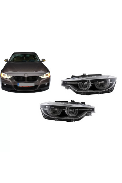 tuningset Faruri Full LED Angel Eyes compatibile cu BMW Seria 3 F30 F31 Sedan...