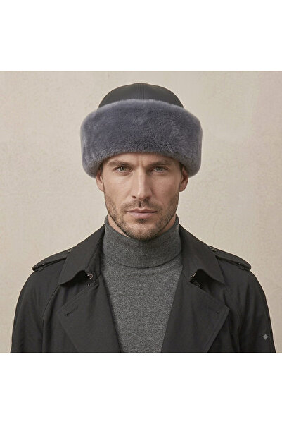 vanilkie Genuine Leather Unisex Smoked Fur Hat