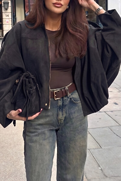 MY BELLA BUTİK Women's Oversize Premium Suede Jacket