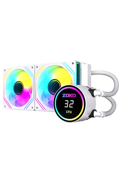 Twıst 240 Beyaz 240mm Argb Fanlı Derece Göstergeli Sıvı Soğutma