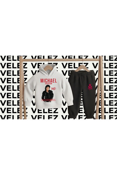 STİL-X Michael Jackson Printed 3 Thread Yarn Hooded Children's Tracksuit Set