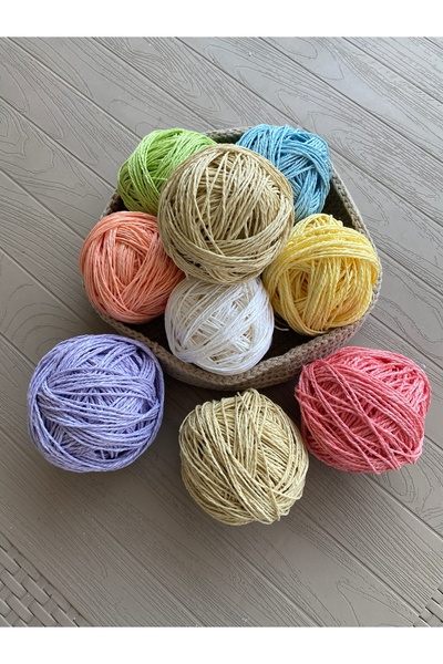 NEVALİN Kağıt ip 9'lu set Pastel renkler ( 50 gr x 9 ) 450 gram