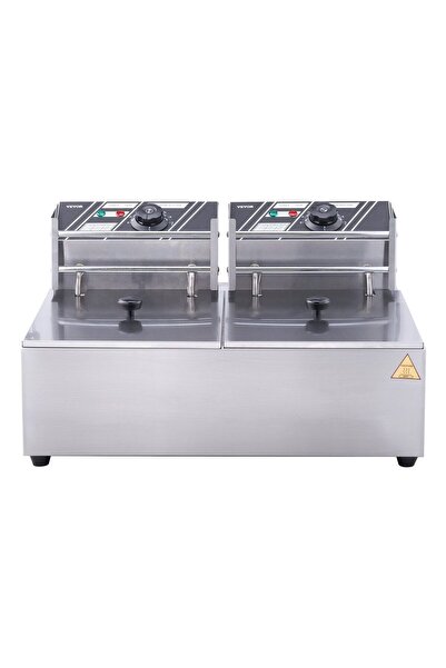 VEVOR Friteuza dubla electrica Inox, 2 x 2500 W, capacitate ulei 2 x 9.1 l, d...