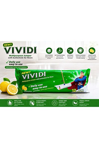 Vivid مناديل تنظيف الأرضيات متعددة الاستخدامات من فيفيدي - برائحة الليمون، من...
