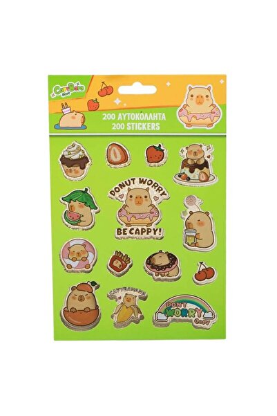 BAMI NETWORK Set autocolante Capybara 200 bucati 4 file