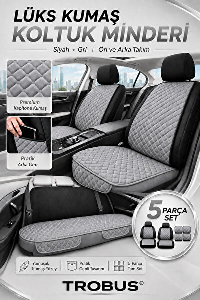 TROBUS Kia Stonic Uyumlu 5 Parça Terletmez Kumaş Koltuk Minderi Gri